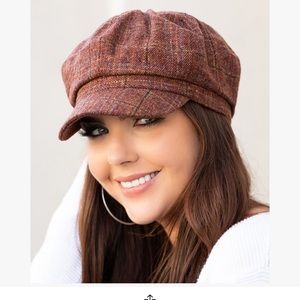 Stylish Brown Tweed Newsboy Cap